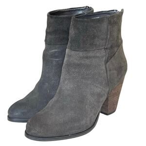 Arturo Chiang Taupe Gray Suede Ankle Boots Women’s 9M Block Heel Zip
